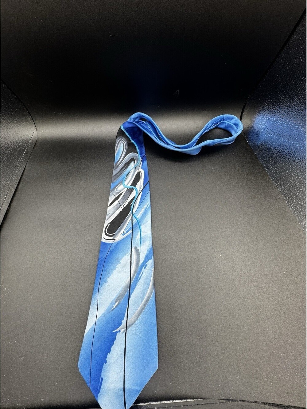 J Garcia Duckworm Alarm Collection 58 Blue 100% Silk Tie 60” Abstract